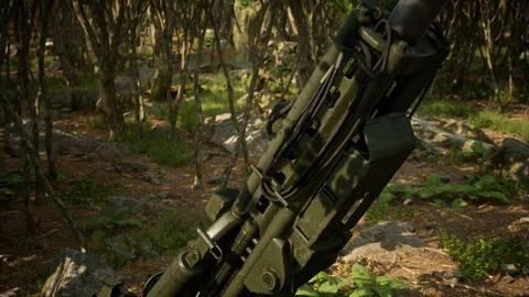 Big gun cannon in the forest Stock Illustration