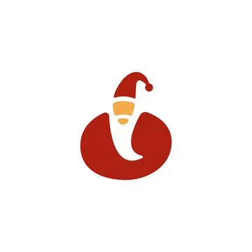 Big guy with beard and red pyjamas and hat logo. Vector illustration Illustrazione stock