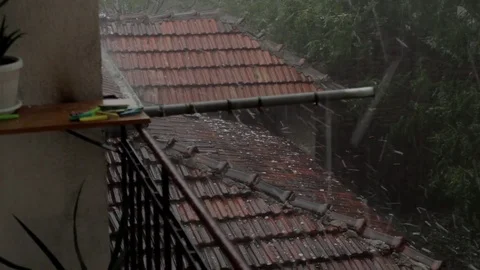 Big hail rain Video stock 77272795