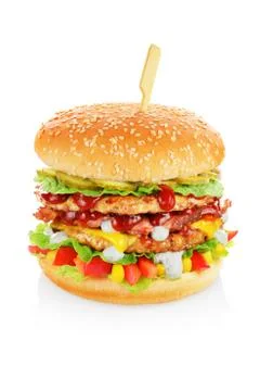 Big hamburger isolated Stock Photos