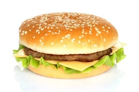 Big hamburger on white background Stock Photos