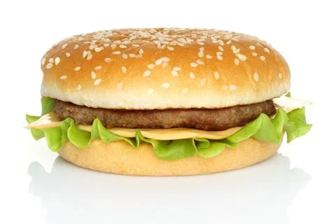Big hamburger on white background Stock Photos