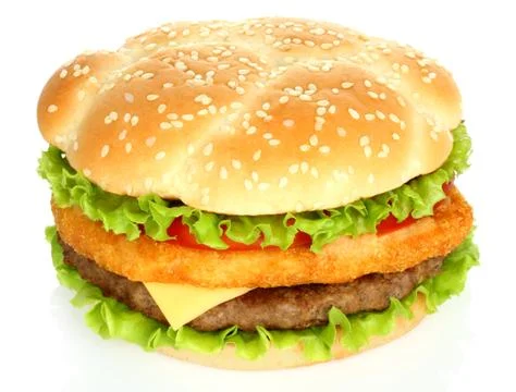Big hamburger on white background Stock Photos