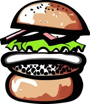 Big Hamburger on White Background, Vector Illustration Stock Illustration