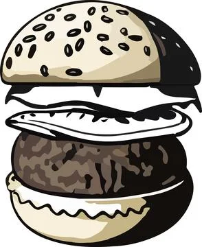 Big Hamburger on White Background, Vector Illustration Stock Illustration