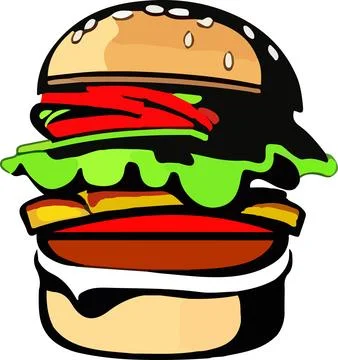 Big Hamburger on White Background, Vector Illustration Stock Illustration