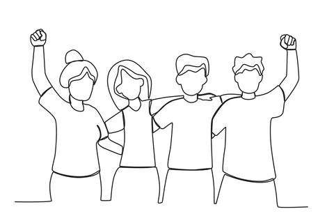 A big hand and three children Stock Illustration