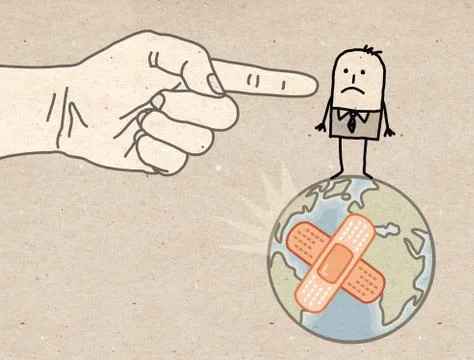 Big hand - damaged Earth Stock Illustration