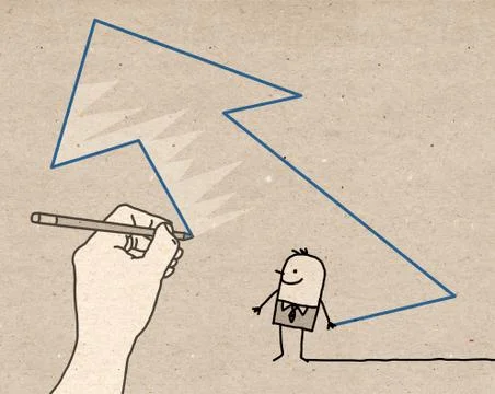 Big Hand - drawing an arrow Stock Illustration