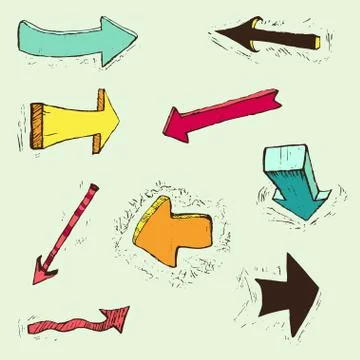 Big hand drawn arrow set. 스톡 일러스트