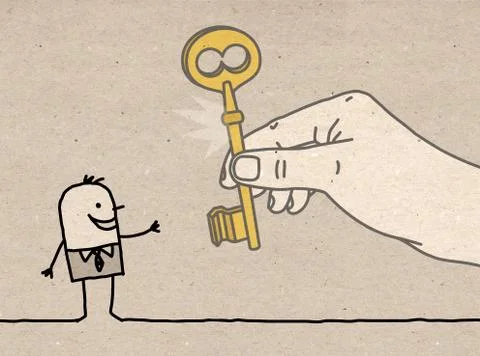 Big Hand - giving the key Stock Illustration