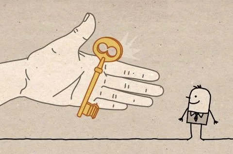 Big Hand - giving the key Stock Illustration