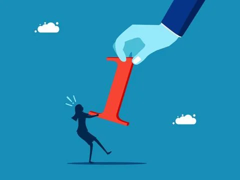 Big hand pulling a number one tug of war Illustrazione stock