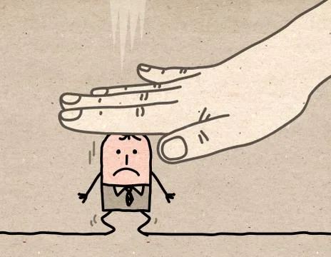 Big Hand - pushing down Stock Illustration