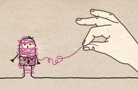 Big hand - untangling Stock Illustration