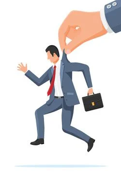 Big Hand Using Businessman for Control. Stock Illustration