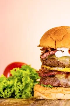 Big Handmade Burger Stock Photos