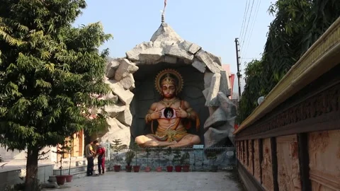 Big Hanuman Statue at Rishikesh Stock Footage 156943754