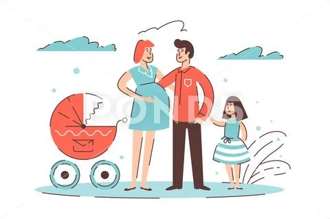 Big happy family Stock Illustration