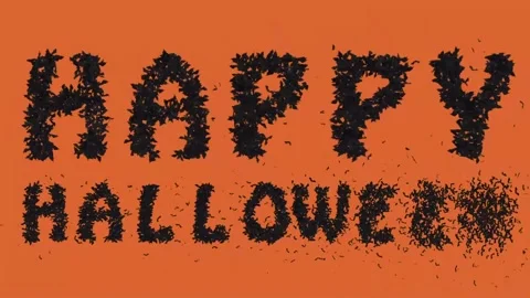 Big happy halloween bat typeface orange screen Stock Footage 314698749