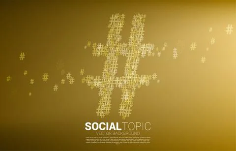 Big Hash tag from small hash flow background .concept for social media topic  Stock Illustration