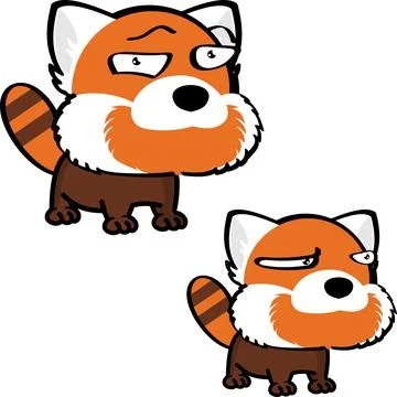 Big head red panda character cartoon Stock Illustration
