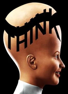 Big Head Thinking Stock Illustration