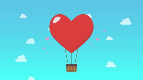 Big heart balloon flying on sky motion Stock Footage 263107153
