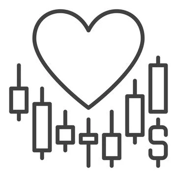 Big Heart on Chart vector Trading Lover thin line icon or symbol Stock Illustration