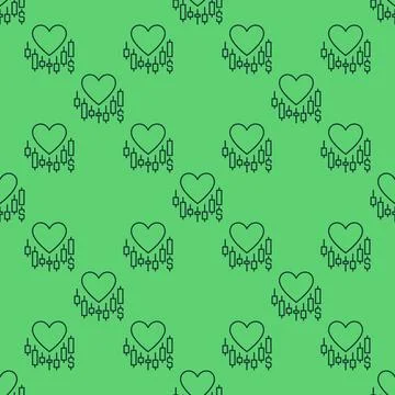 Big Heart on Chart vector Trading Lover thin line seamless pattern Illustrazione stock