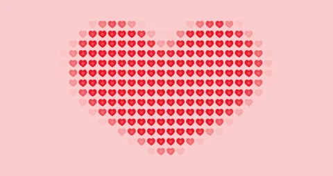 A big heart is gathered from small red hearts, looped Stock Footage 103198660