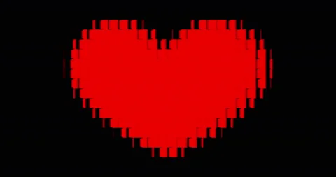 A big heart is made up of red squares, looped Stock Footage 103198643
