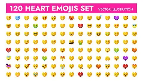 Big heart shape emoji set vector illustration design. Stock Illustration