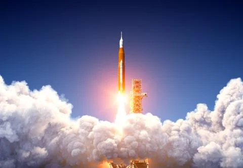 Big Heavy Rocket Space Launch System Launch Stock Illustration