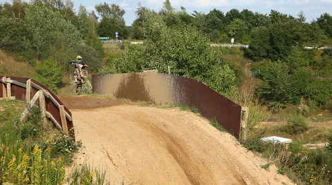 Big hill on themotocross course  Stock Footage 40769448