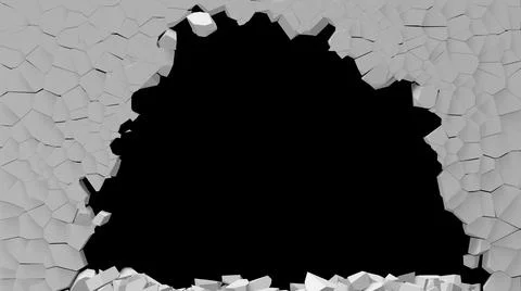Big hole breaking wall with cracks monochromatic texture picture Stock Illustration