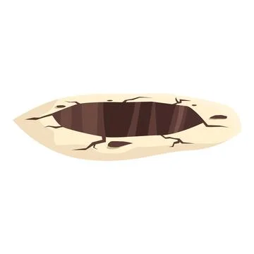 Big hole with cracked ground making deep hollow in earth surface Illustrazione stock