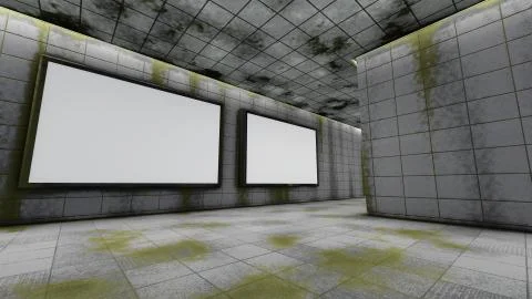 Big horizontal blank billboards in underground Stock Illustration