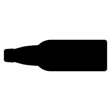 Big horizontal bottle of beer. Black silhouette. Vector drawing Stock Illustration
