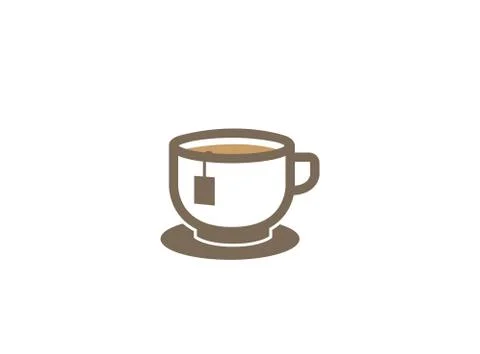 Big hot cup of tea or cafe warm caffee logo design Stockillustratie