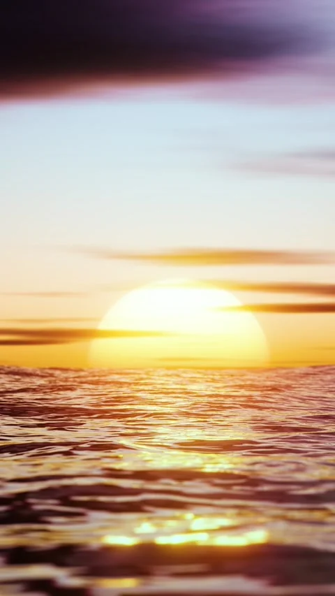 Big hot sun in the reflection of the sea over the horizon. Vertical looped .. Stock Footage 226369887