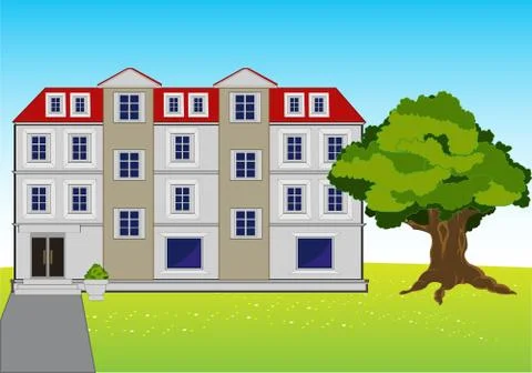 Big house on glade Stock Illustration