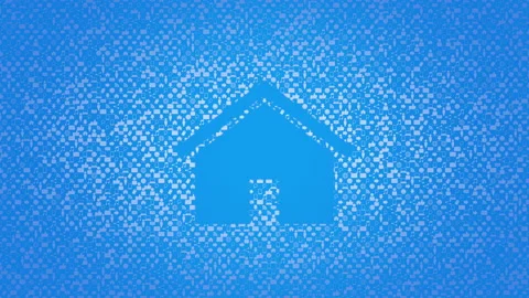 Big House icons pattern on network background Stock Footage 166885401