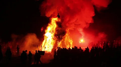 Big / Huge Bonfire - Medium Shot Stock Footage 987990