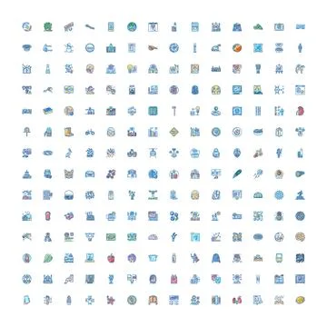 Big icon collection presenting diverse concepts and themes Stockillustratie