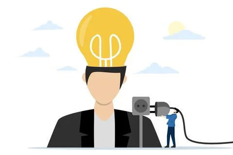 Big idea concept, connect ideas. Generate creative ideas and brainstorm. 스톡 일러스트