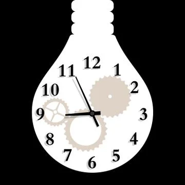 Big idea concept design, clock in light bulb. Stock Illustration