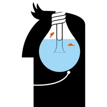 Big idea concept design, fish and bulb combination.in the human brain Stock Illustration