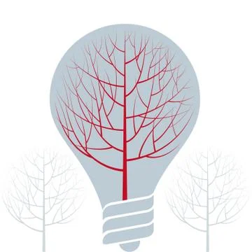 Big idea concept design, tree in light bulb. Stock Illustration