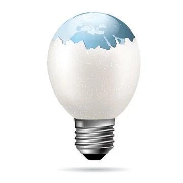 Big idea concept design,Earth is in the eggshell,Light bulb concept. イラスト素材